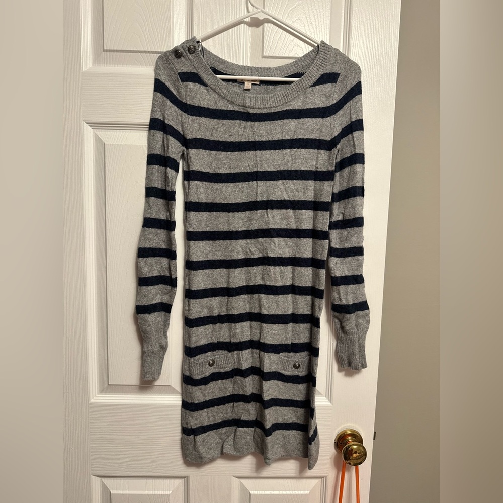 Ruby Moon Navy and Gray Striped Sweater